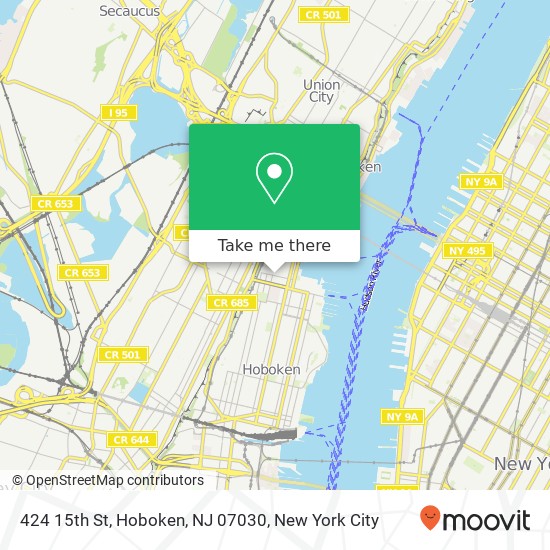 Mapa de 424 15th St, Hoboken, NJ 07030