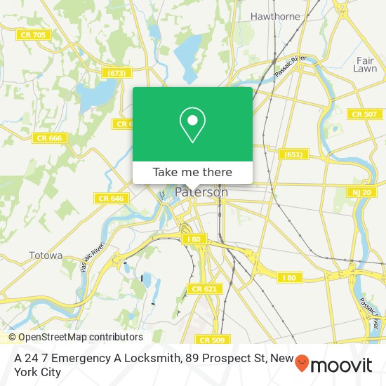 Mapa de A 24 7 Emergency A Locksmith, 89 Prospect St