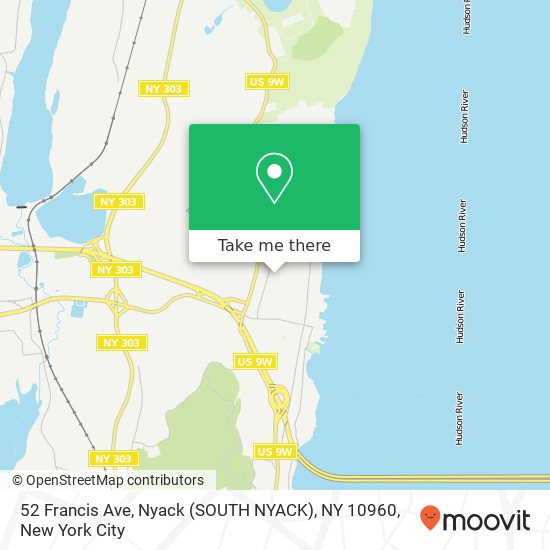 Mapa de 52 Francis Ave, Nyack (SOUTH NYACK), NY 10960