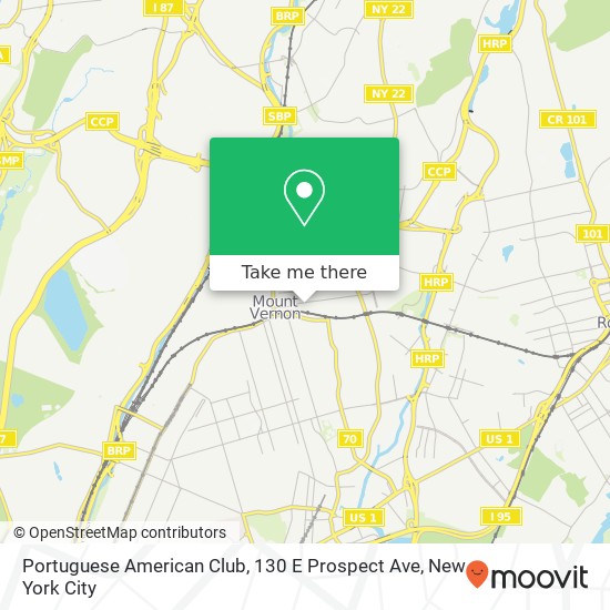Mapa de Portuguese American Club, 130 E Prospect Ave