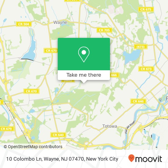 Mapa de 10 Colombo Ln, Wayne, NJ 07470