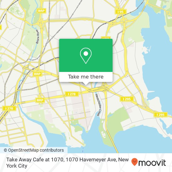 Mapa de Take Away Cafe at 1070, 1070 Havemeyer Ave