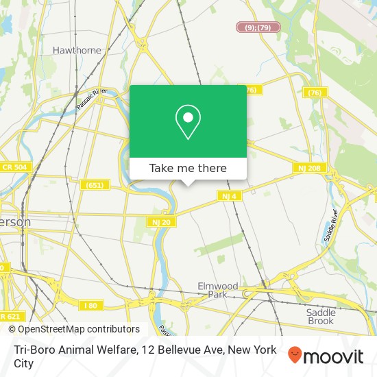 Mapa de Tri-Boro Animal Welfare, 12 Bellevue Ave