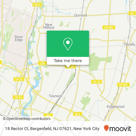 Mapa de 18 Rector Ct, Bergenfield, NJ 07621