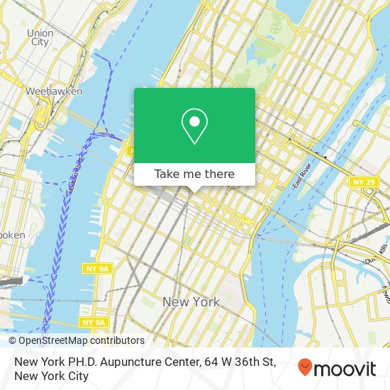 Mapa de New York PH.D. Aupuncture Center, 64 W 36th St
