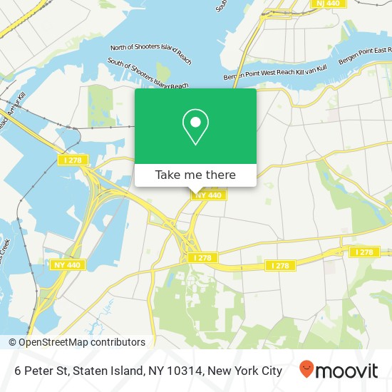 Mapa de 6 Peter St, Staten Island, NY 10314