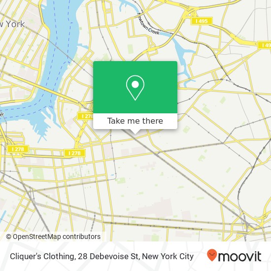 Mapa de Cliquer's Clothing, 28 Debevoise St