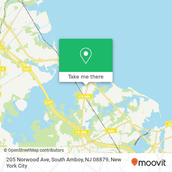 Mapa de 205 Norwood Ave, South Amboy, NJ 08879