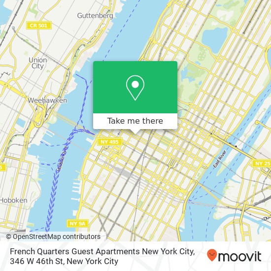 Mapa de French Quarters Guest Apartments New York City, 346 W 46th St