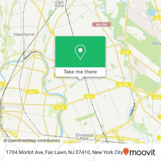 Mapa de 1704 Morlot Ave, Fair Lawn, NJ 07410