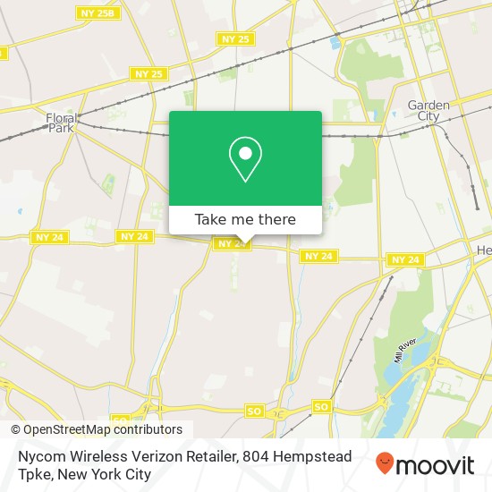 Mapa de Nycom Wireless Verizon Retailer, 804 Hempstead Tpke