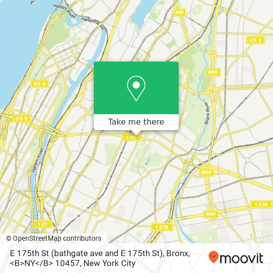 Mapa de E 175th St (bathgate ave and E 175th St), Bronx, <B>NY< / B> 10457