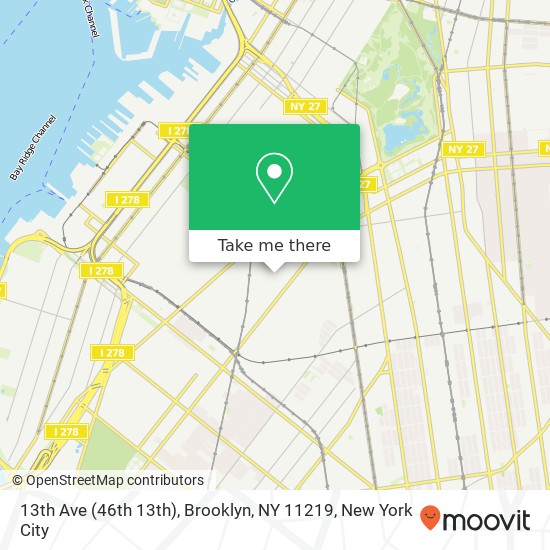 Mapa de 13th Ave (46th 13th), Brooklyn, NY 11219