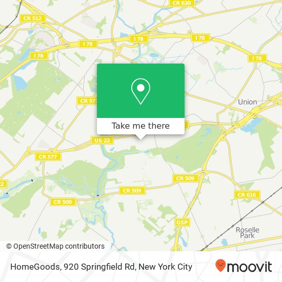 Mapa de HomeGoods, 920 Springfield Rd