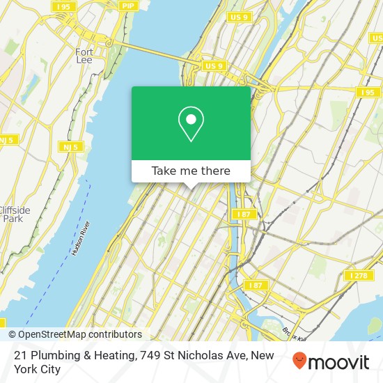 Mapa de 21 Plumbing & Heating, 749 St Nicholas Ave