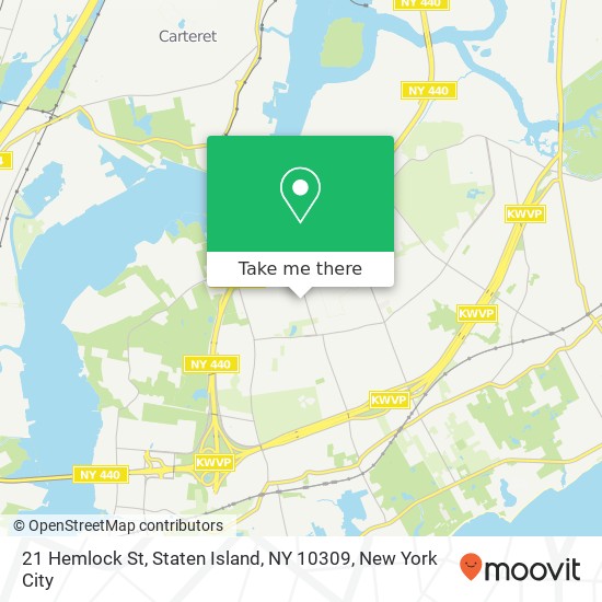 Mapa de 21 Hemlock St, Staten Island, NY 10309