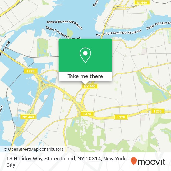 Mapa de 13 Holiday Way, Staten Island, NY 10314