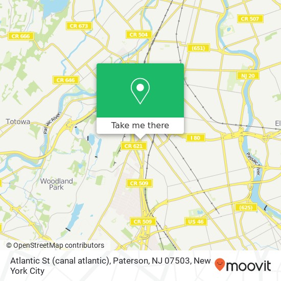 Mapa de Atlantic St (canal atlantic), Paterson, NJ 07503