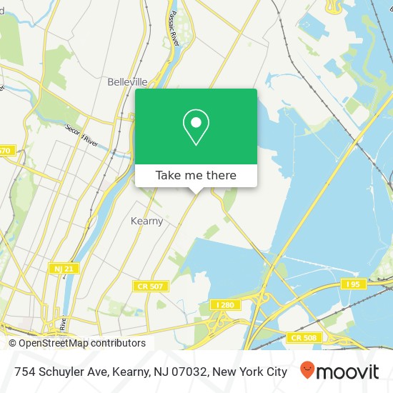 Mapa de 754 Schuyler Ave, Kearny, NJ 07032