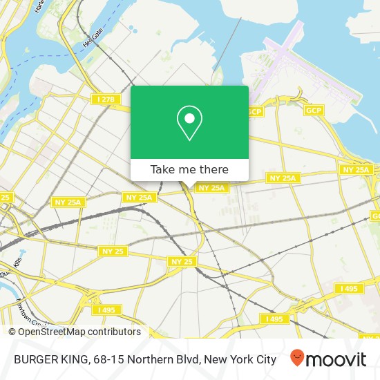 Mapa de BURGER KING, 68-15 Northern Blvd