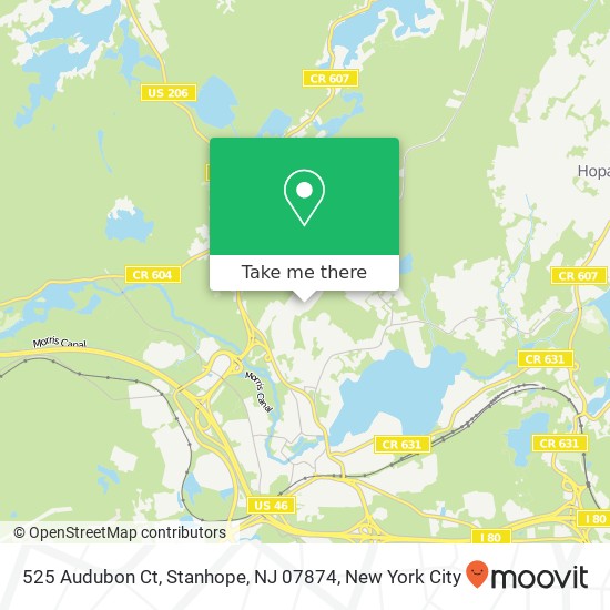 Mapa de 525 Audubon Ct, Stanhope, NJ 07874