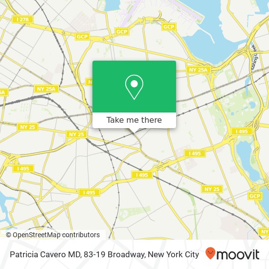 Patricia Cavero MD, 83-19 Broadway map