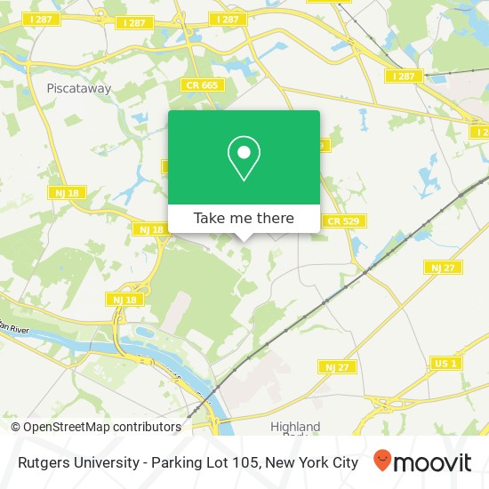 Mapa de Rutgers University - Parking Lot 105