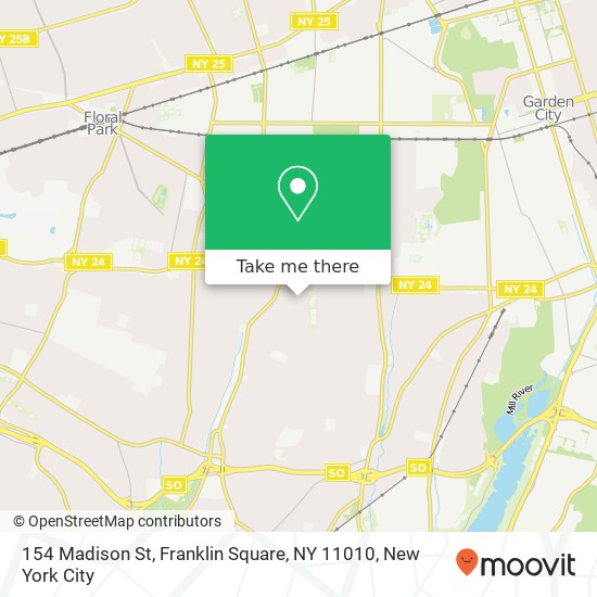 Mapa de 154 Madison St, Franklin Square, NY 11010