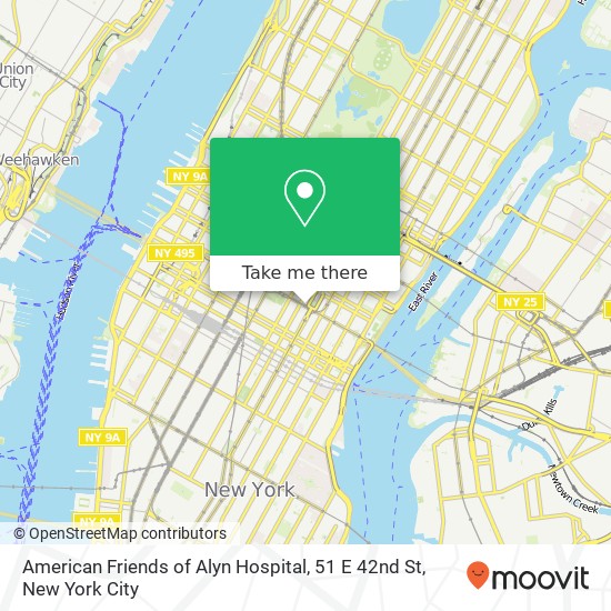 Mapa de American Friends of Alyn Hospital, 51 E 42nd St