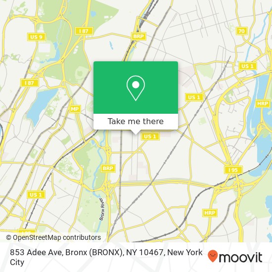 853 Adee Ave, Bronx (BRONX), NY 10467 map