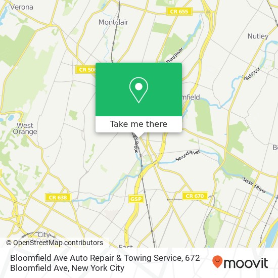 Bloomfield Ave Auto Repair & Towing Service, 672 Bloomfield Ave map