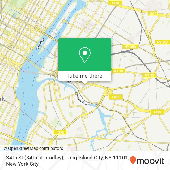 Mapa de 34th St (34th st bradley), Long Island City, NY 11101