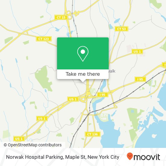 Norwak Hospital Parking, Maple St map