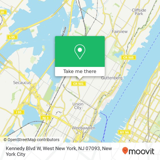 Mapa de Kennedy Blvd W, West New York, NJ 07093