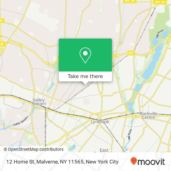 Mapa de 12 Home St, Malverne, NY 11565