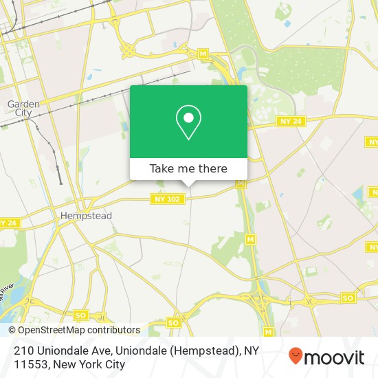 Mapa de 210 Uniondale Ave, Uniondale (Hempstead), NY 11553