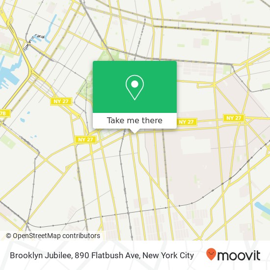 Mapa de Brooklyn Jubilee, 890 Flatbush Ave