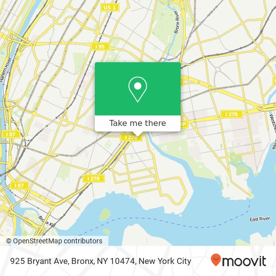 Mapa de 925 Bryant Ave, Bronx, NY 10474