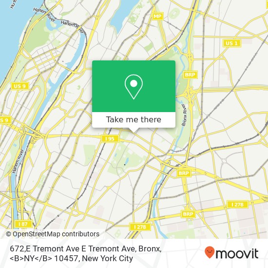 Mapa de 672,E Tremont Ave E Tremont Ave, Bronx, <B>NY< / B> 10457