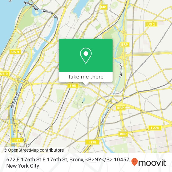 Mapa de 672,E 176th St E 176th St, Bronx, <B>NY< / B> 10457