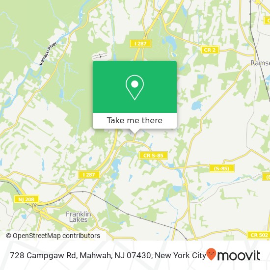 Mapa de 728 Campgaw Rd, Mahwah, NJ 07430