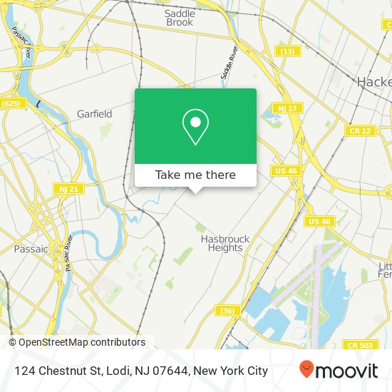 Mapa de 124 Chestnut St, Lodi, NJ 07644