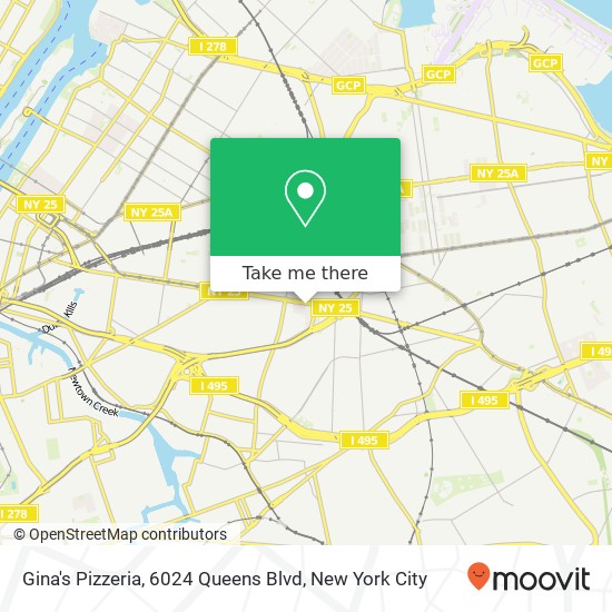 Mapa de Gina's Pizzeria, 6024 Queens Blvd