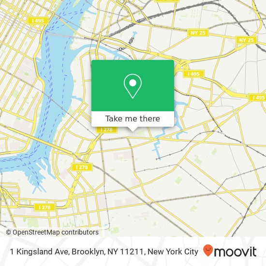 Mapa de 1 Kingsland Ave, Brooklyn, NY 11211