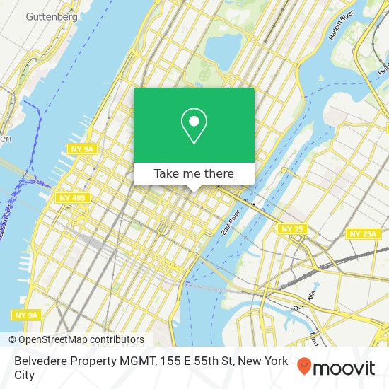 Belvedere Property MGMT, 155 E 55th St map