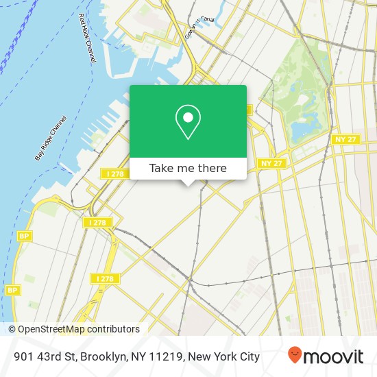 Mapa de 901 43rd St, Brooklyn, NY 11219