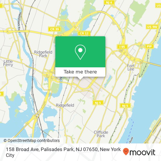 Mapa de 158 Broad Ave, Palisades Park, NJ 07650