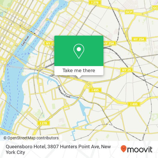 Mapa de Queensboro Hotel, 3807 Hunters Point Ave