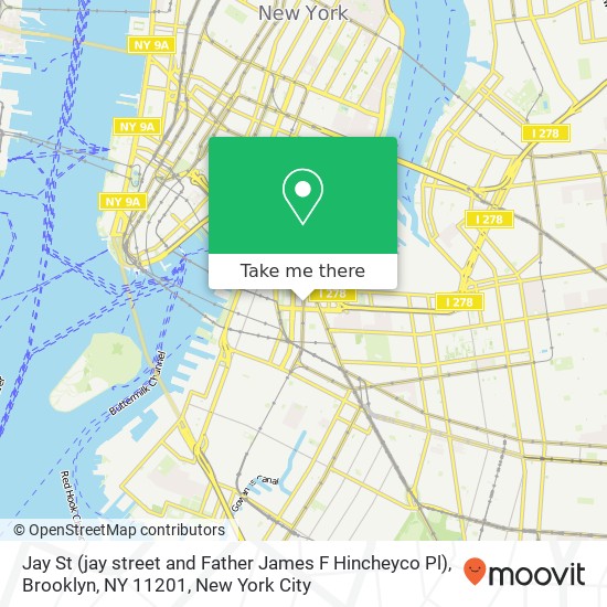 Mapa de Jay St (jay street and Father James F Hincheyco Pl), Brooklyn, NY 11201