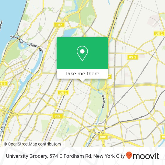 Mapa de University Grocery, 574 E Fordham Rd